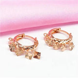 Purple Gold Plated Rose Gold Square Fringe Earrings