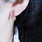 Purple Gold Plated Rose Gold Square Fringe Earrings