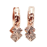 Purple Gold Plated Rose Gold Square Fringe Earrings