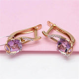 Purple Amethyst Earrings 14K Rose Gold Plated Women's Jewelry