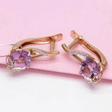 Purple Amethyst Earrings 14K Rose Gold Plated Women's Jewelry