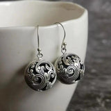 Thai Silver Hollow Spherical Cloud Earrings for Women