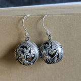 Thai Silver Hollow Spherical Cloud Earrings for Women