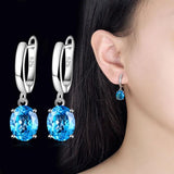 Gemstone Drop Earrings 925 Sterling Silver Women's Jewelry