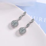 925 Silver Created Moissanite Diamond Tassel Dangle Earrings