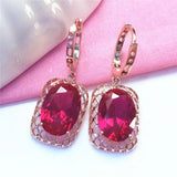 14K Rose Ruby Earrings with 585 Purple Ear Buckle