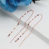 14K Rose Plated Long Kiss Chain Purple Earrings for Women