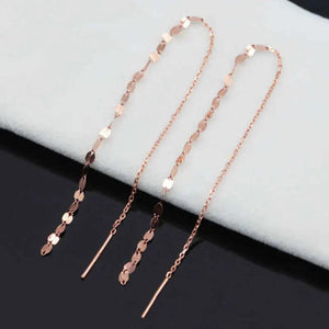 14K Rose Plated Long Kiss Chain Purple Earrings for Women