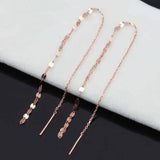 14K Rose Plated Long Kiss Chain Purple Earrings for Women