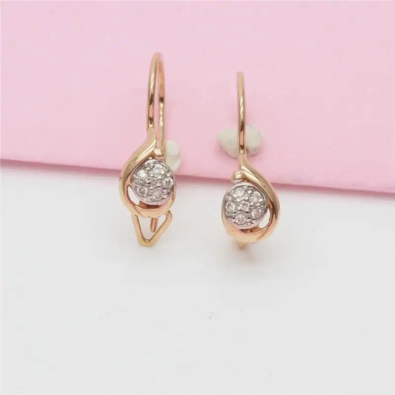 Purple Zircon Round Bead Earrings Plated 14K Rose, Party Jewelry