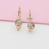 Purple Zircon Round Bead Earrings Plated 14K Rose, Party Jewelry