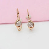 Purple Zircon Round Bead Earrings Plated 14K Rose, Party Jewelry