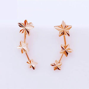 14K Rose Star Earrings - Sweet and Romantic Jewelry for Engagement Party