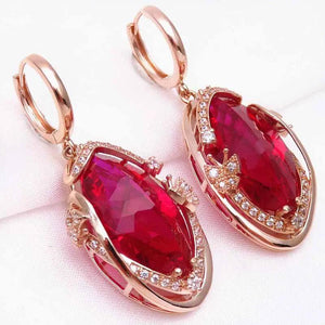Purple Golden Ruby Earrings for Women Butterfly Crystal Wedding Jewelry