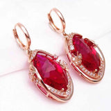 Purple Golden Ruby Earrings for Women Butterfly Crystal Wedding Jewelry