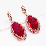 Purple Golden Ruby Earrings for Women Butterfly Crystal Wedding Jewelry