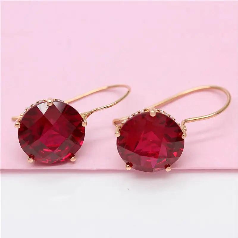 Purple 14K Rose Ruby Earrings for Women Engagement Jewelry