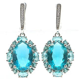 Aquamarine Pink Kunzite CZ Silver Earrings