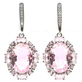 Aquamarine Pink Kunzite CZ Silver Earrings