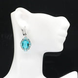 Aquamarine Pink Kunzite CZ Silver Earrings