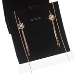 Purple Flower Tassel Earrings 14K Rose Plated Long Chain Ear Line