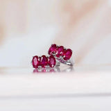 Minimalist Silver Hoop Earrings with Ruby Inlay for Women