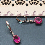 14K Rose Gold Plated Ruby Oval Earrings for Women