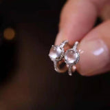 Ice Chalcedony Silver Zircon Hoop Earrings for Women