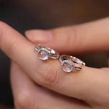 Ice Chalcedony Silver Zircon Hoop Earrings for Women