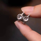 Ice Chalcedony Silver Zircon Hoop Earrings for Women
