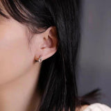 Ice Chalcedony Silver Zircon Hoop Earrings for Women