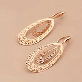 Plated 14K Rose Double Layer Droplet Earrings for Women