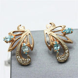 Purple Inlaid Gemstone Rose Earrings Plated 14K Wedding Charm Jewelry