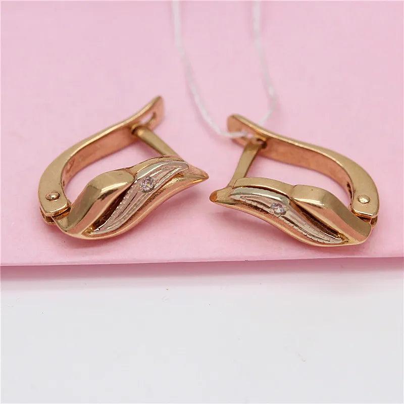 Purple Leaf Earrings 14K Rose Plated Crystal Jewelry
