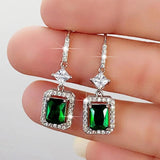 Green Emerald Zircon Earring Sterling Silver Wedding Gift Pendientes