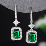 Green Emerald Zircon Earring Sterling Silver Wedding Gift Pendientes