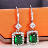 Green Emerald Zircon Earring Sterling Silver Wedding Gift Pendientes