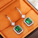Green Emerald Zircon Earring Sterling Silver Wedding Gift Pendientes