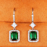 Green Emerald Zircon Earring Sterling Silver Wedding Gift Pendientes