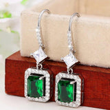 Green Emerald Zircon Earring Sterling Silver Wedding Gift Pendientes