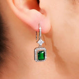Green Emerald Zircon Earring Sterling Silver Wedding Gift Pendientes