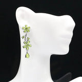 Green Peridot CZ Ladies Engagement Silver Earrings