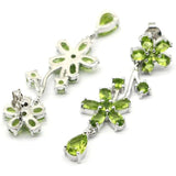 Green Peridot CZ Ladies Engagement Silver Earrings