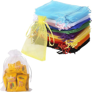 50Pcs/Lot Sheer Organza Bags Drawstring Pouches Christmas Candy Wedding