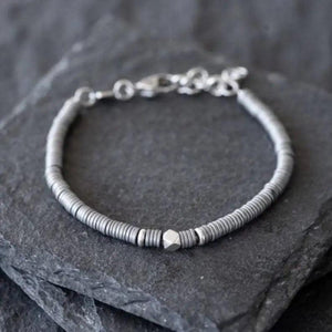 Men's Hematite Gems & Steel Bracelet Set