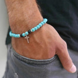 Men's Hematite Gems & Steel Bracelet Set