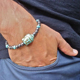Men's Hematite Gems & Steel Bracelet Set