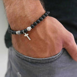 Men's Hematite Gems & Steel Bracelet Set