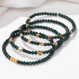 Faceted Crystal Stone Bracelet Set of 3 Small Natural Gems Beads for Men Women