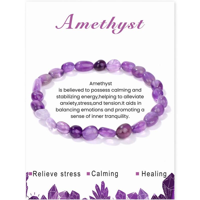 Natural Amethysts Bracelet with Gemstone Beads